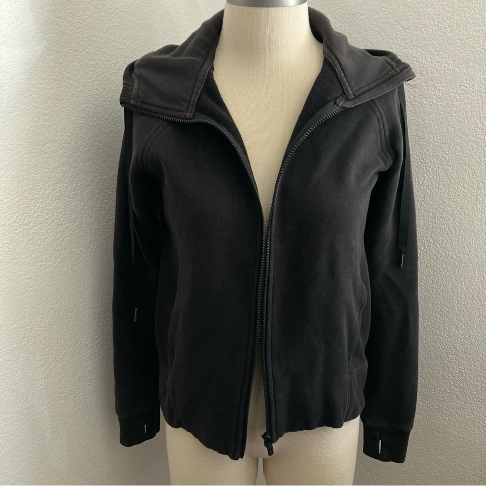 Lululemon Black Fleece Zip Up Hooded Jacket With Thumbholes Size 6